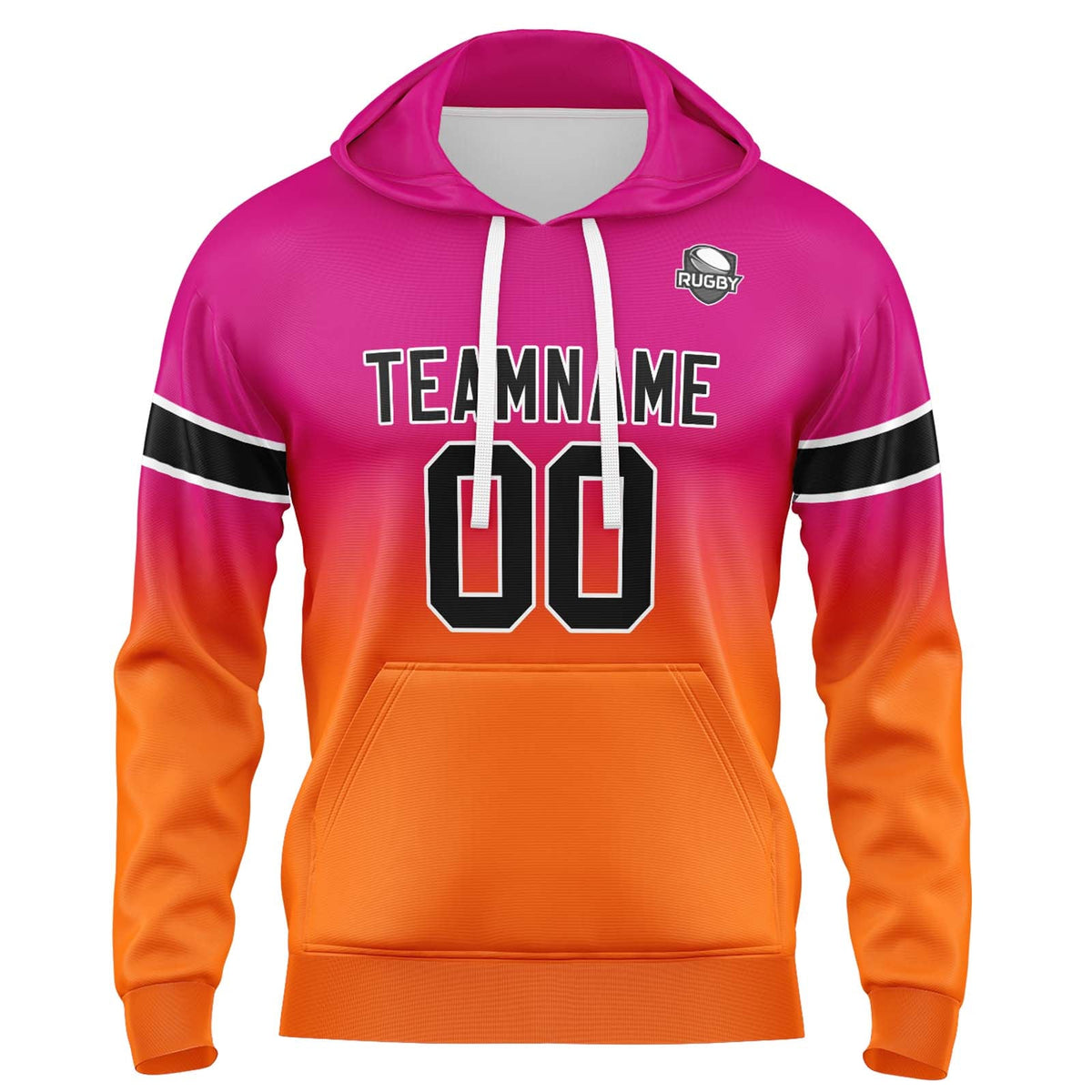 Custom Gradient Hoodie For Man Woman Girl Boy Print Your Logo Name Number Rose&Orange enthsush