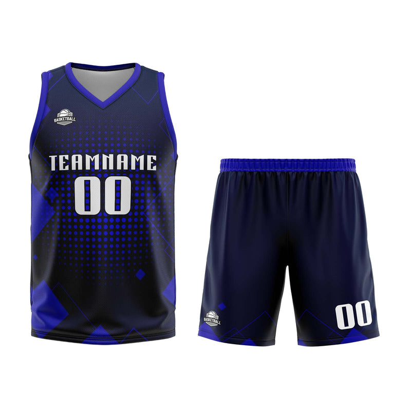 Custom Geometry Royal Basketball Jersey Uniform Suit Printed Your Logo Name Number