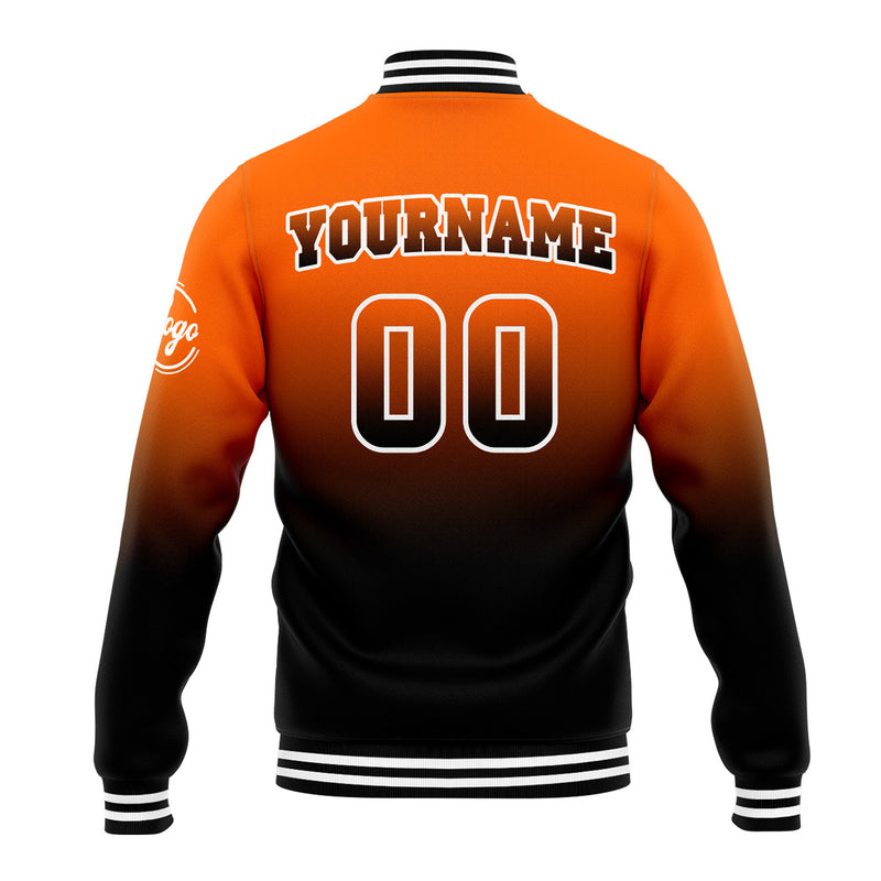 Custom Gradient Varsity Jacket Letterman jacket for Men, Women and Youth Orange&Black