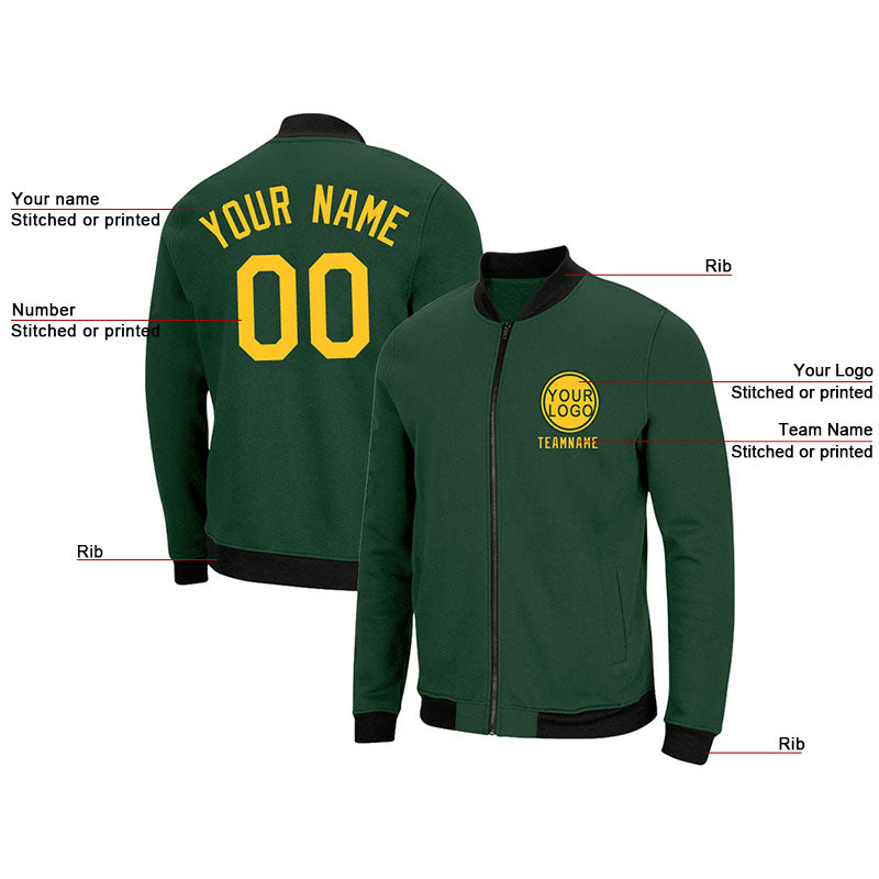 Custom Long Sleeve Windbreaker Jackets Uniform Printed Your Logo Name Number Green-Yellow enthsush