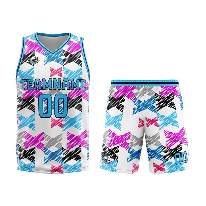Custom Light Blue Basketball Jersey Uniform Suit Printed Your Logo Name Number