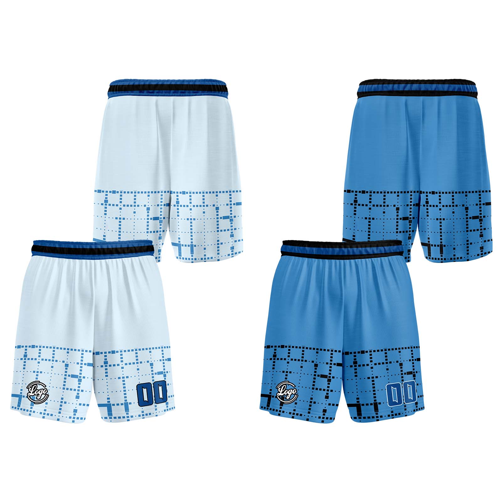 Custom Light Blue Reversible Basketball Suit for Adults and Kids Personalized Jersey enthsush