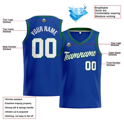 Custom Stitched Basketball Jersey for Men, Women  And Kids Royal-White-Green enthsush