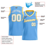 Custom Stitched Basketball Jersey for Men, Women  And Kids Light Blue-White-Yellow