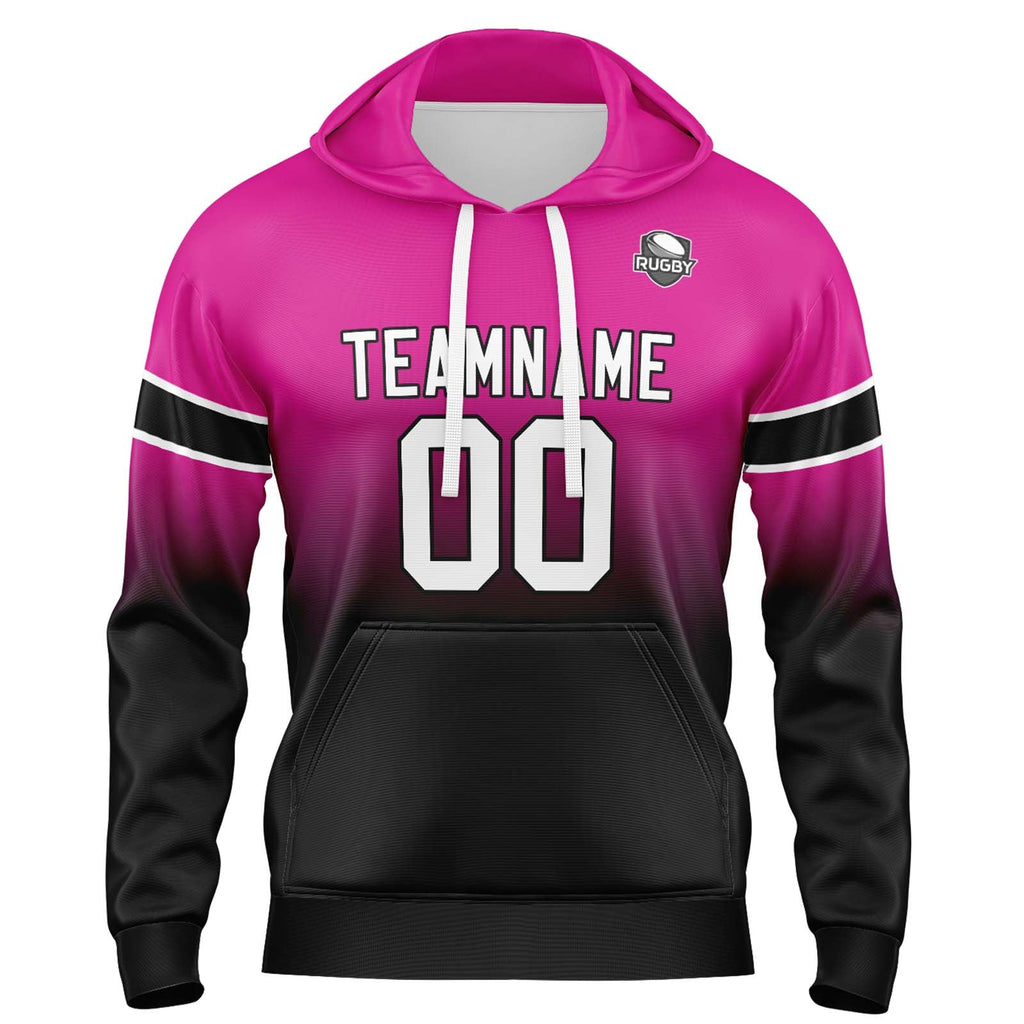 Custom Gradient Hoodie For Man Woman Girl Boy Print Your Logo Name Number Rose&Black enthsush