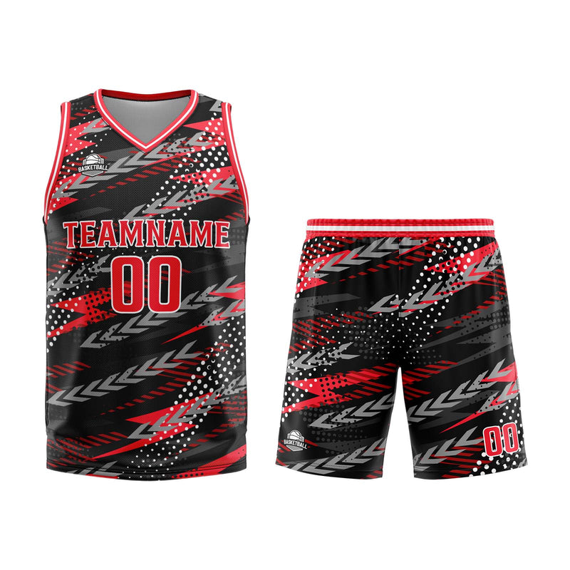 Custom Black Red Basketball Jersey Uniform Suit Printed Your Logo Name Number