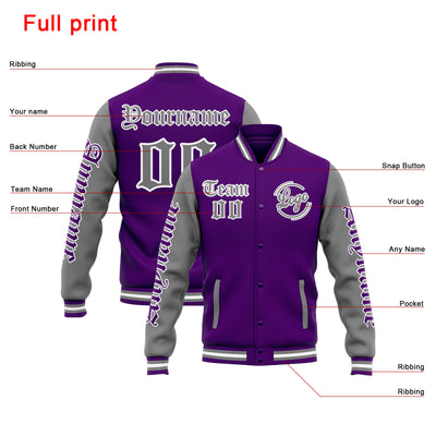 Custom Varsity Jacket Letterman jacket for Men, Women and Youth Orange Purple Grey enthsush