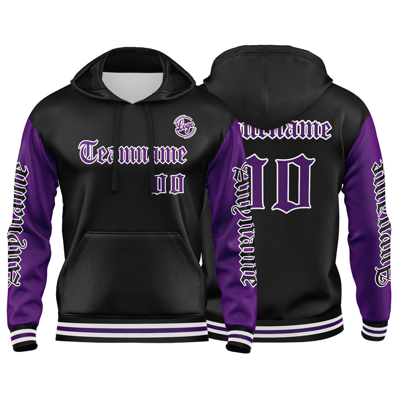 Custom Purple Black Sweatshirt Hoodie For Men Women Girl Boy Print Your Logo Name Number