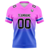 Custom Pink&Blue Gradient Football Jersey Personalized Football Shirts for Men Women  Printed Team Name Number Logo