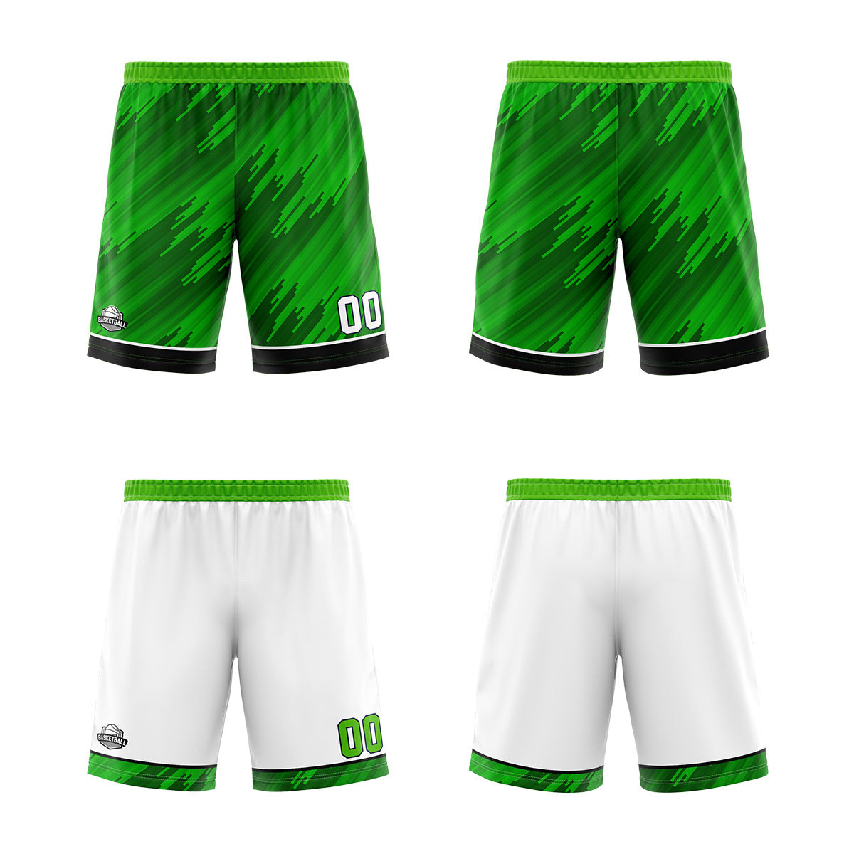 Custom Green Reversible Basketball Suit for Adults and Kids Personalized Jersey enthsush