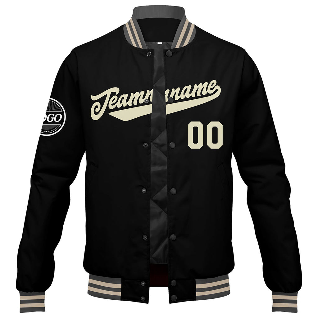 Custom Varsity Jacket Letterman jacket for Men, Women and Youth Grey Black Cream enthsush