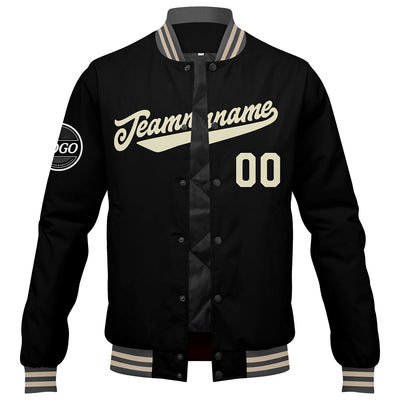 Custom Varsity Jacket Letterman jacket for Men, Women and Youth Grey Black Cream enthsush