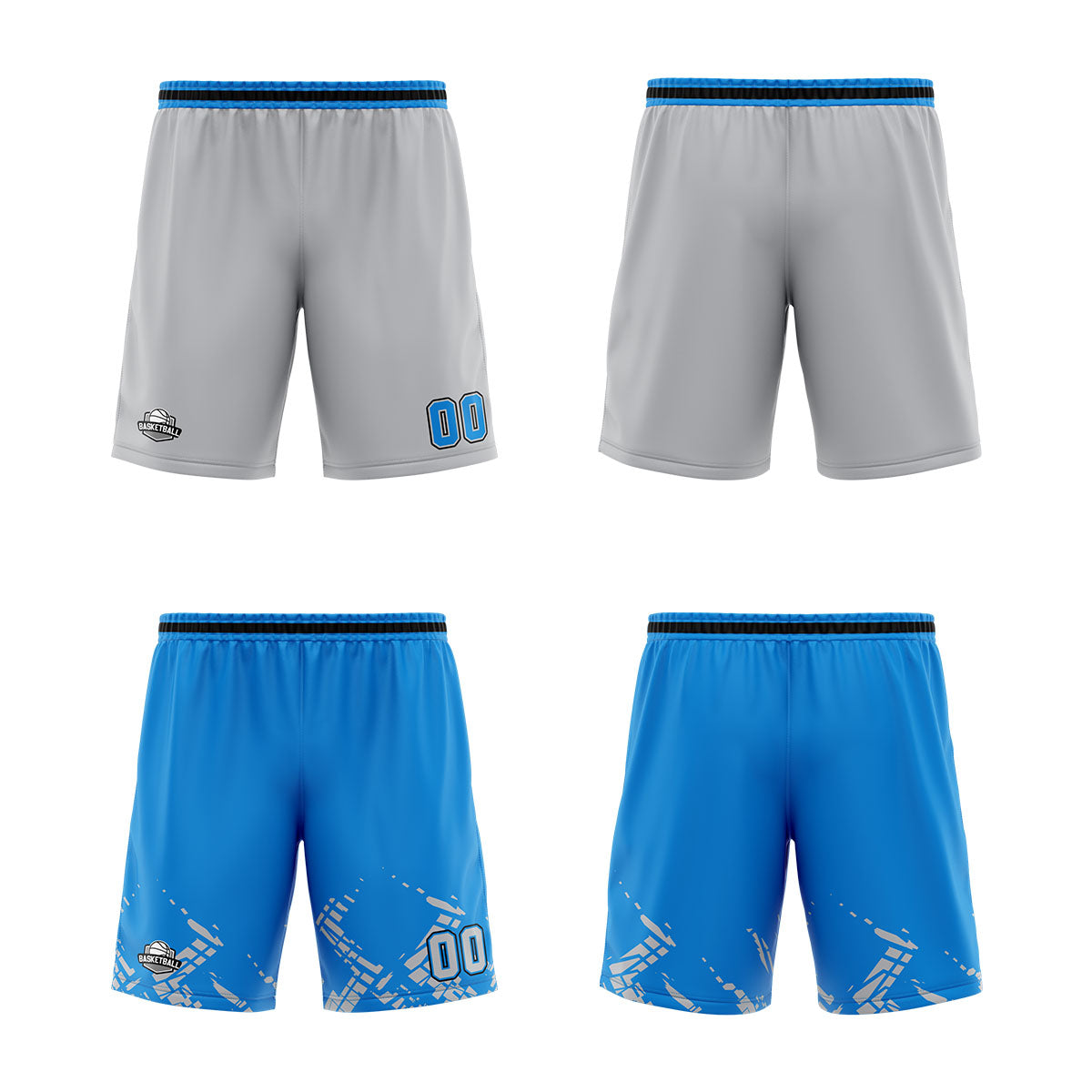Custom Grey Blue Reversible Basketball Suit for Adults and Kids Personalized Jersey enthsush