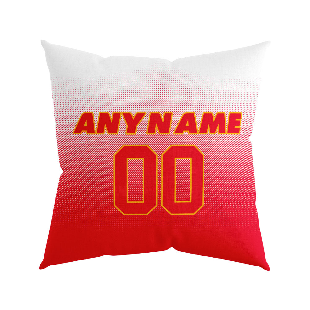 Custom Football Throw Pillow for Men Women Boy Gift Printed Your Personalized Name Number Red&Yellow&White enthsush