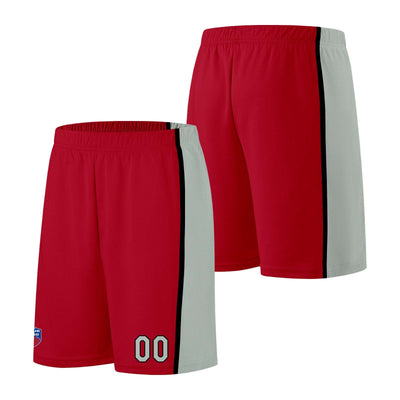 Custom basketball jersey shorts for men and women. Embroidered and printed name, number and logo Red&Grey enthsush