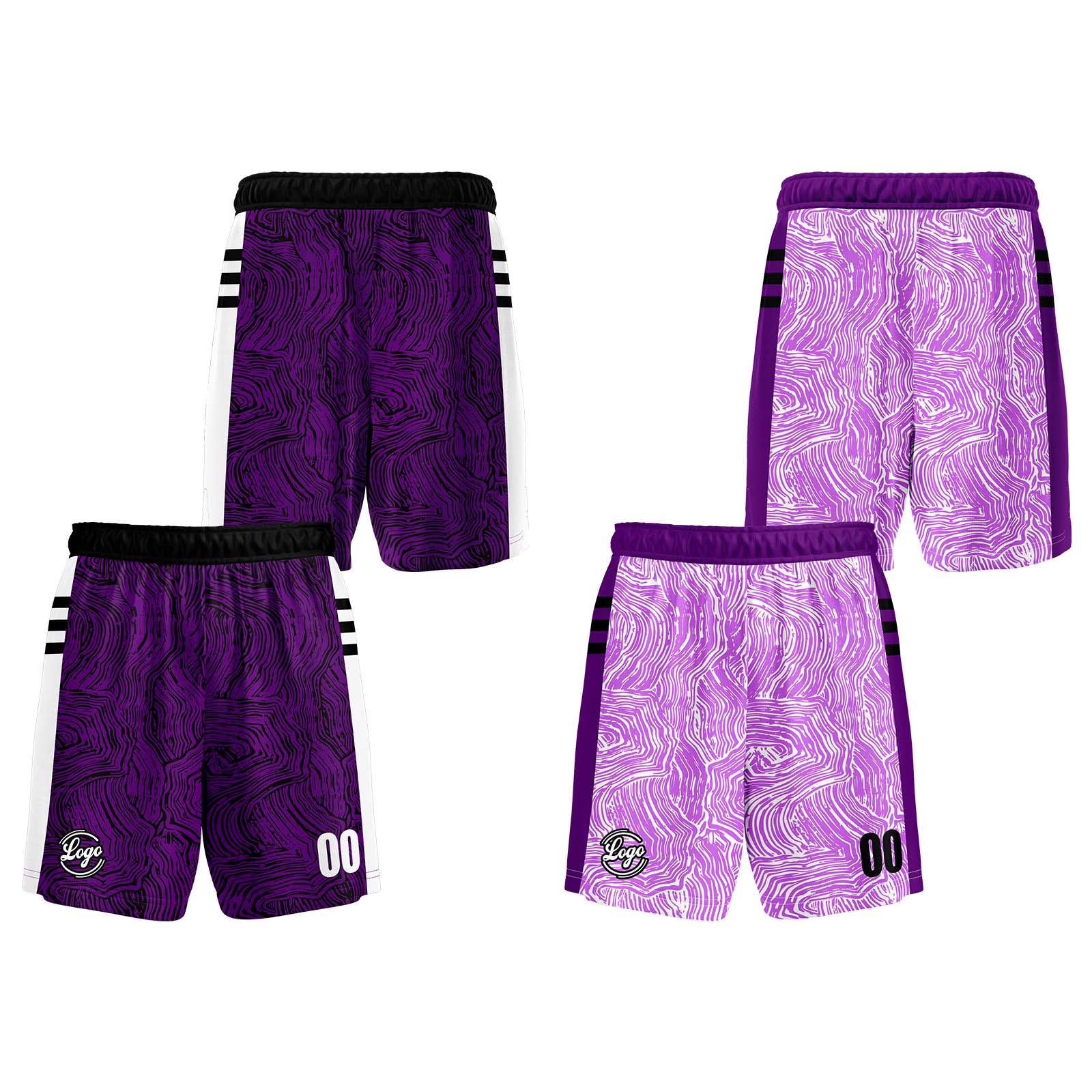 Custom Black Purple Reversible Basketball Suit for Adults and Kids Personalized Jersey enthsush