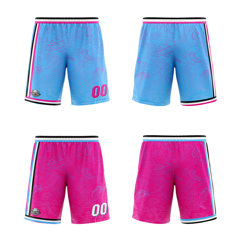 Custom Reversible Basketball Suit for Adults and Kids Personalized Jersey Light Blue-Pink