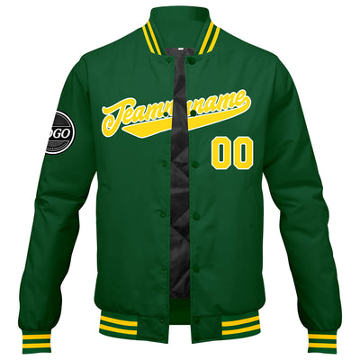 Custom Varsity Jacket Letterman jacket for Men, Women and Youth Green Yellow enthsush