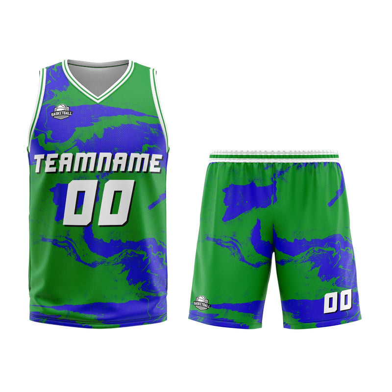 Custom Tie-dye Green Blue Basketball Jersey Uniform Suit Printed Your Logo Name Number