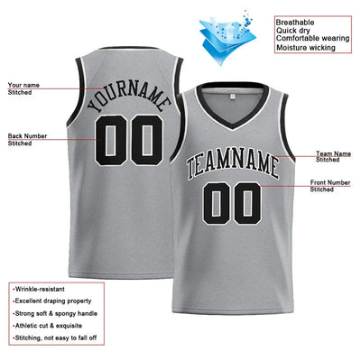 Custom Stitched Basketball Jersey for Men, Women And Kids Gray-Black-White enthsush