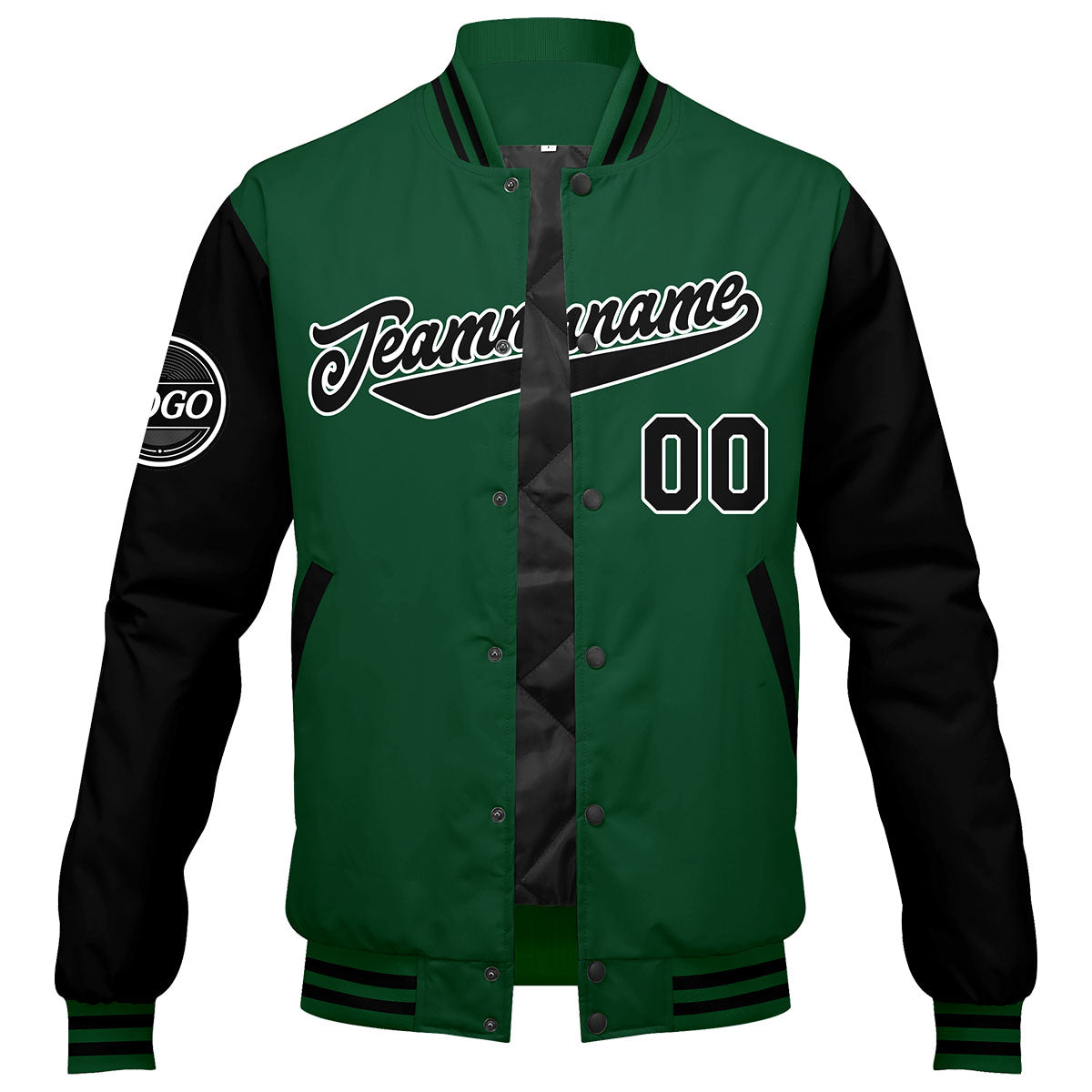 Custom Varsity Jacket Letterman jacket for Men, Women and Youth Green Black enthsush