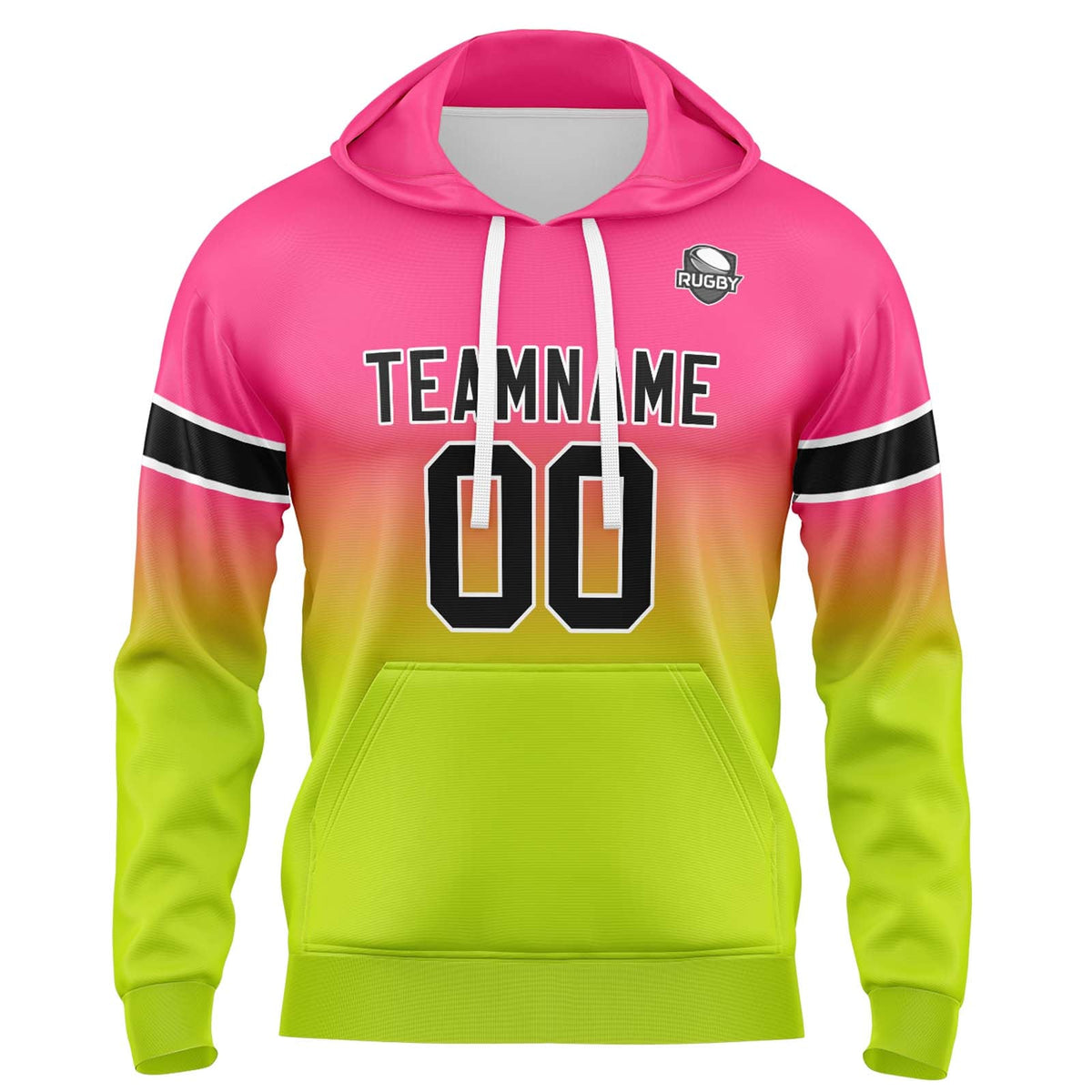 Custom Gradient Hoodie For Man Woman Girl Boy Print Your Logo Name Number Pink&Chartreuse enthsush