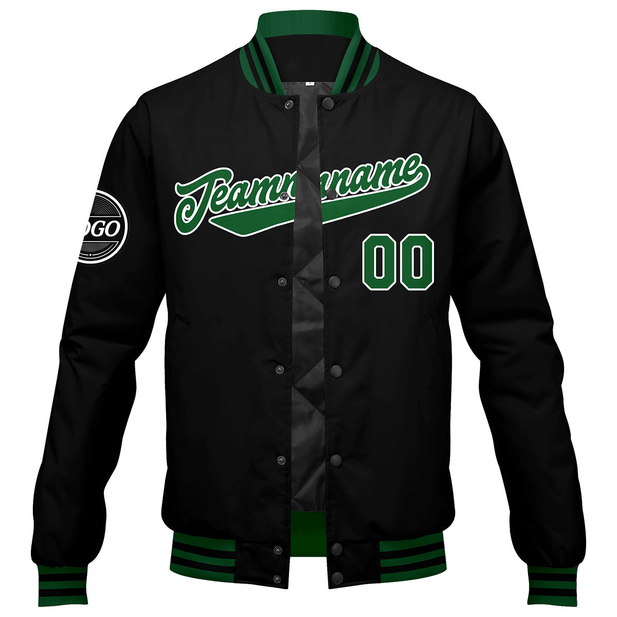 Custom Varsity Jacket Letterman jacket for Men, Women and Youth Green Black enthsush