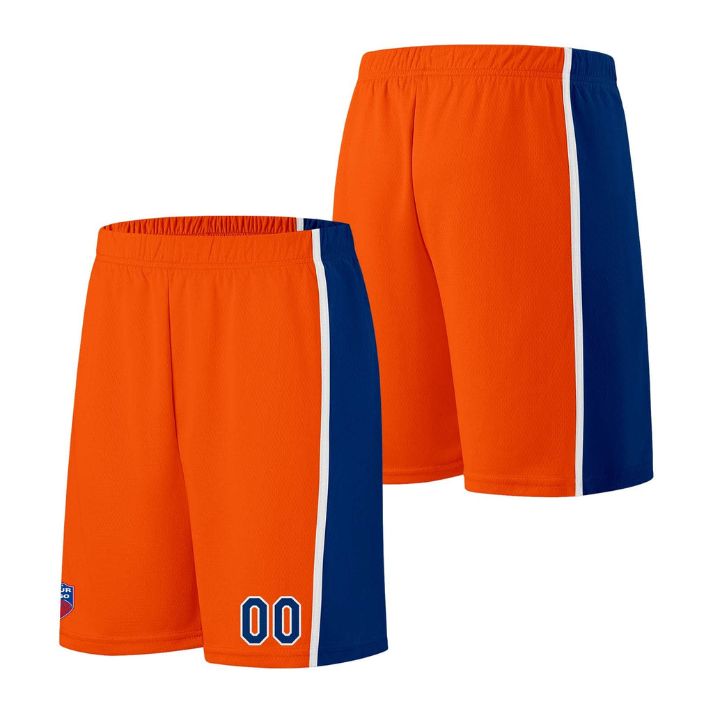 Custom basketball jersey shorts for men and women. Embroidered and printed name, number and logo Orange enthsush