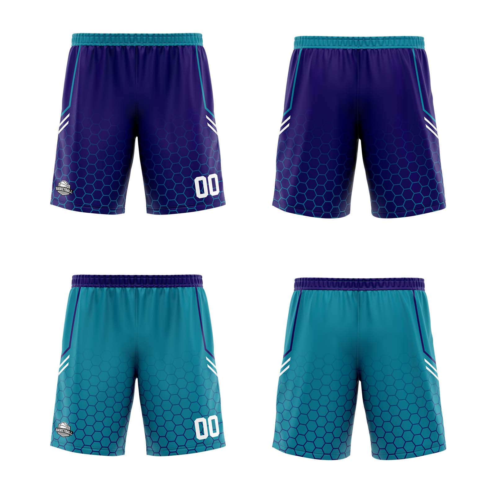 Custom Purple Teal Reversible Basketball Suit for Adults and Kids Personalized Jersey enthsush