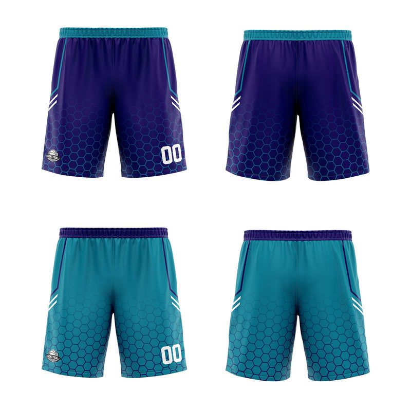 Custom Purple Teal Reversible Basketball Suit for Adults and Kids Personalized Jersey