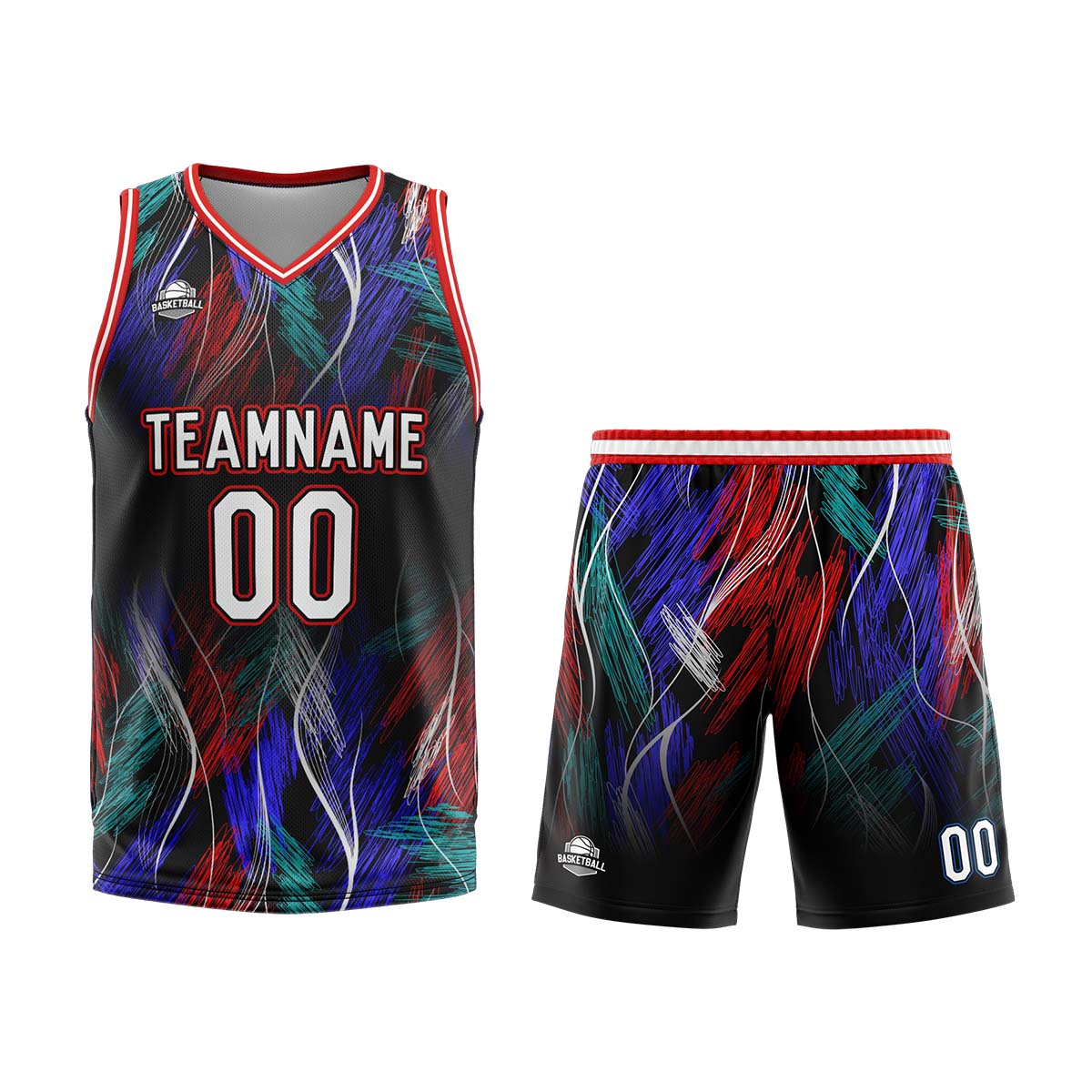 Custom Black Red Basketball Jersey Uniform Suit Printed Your Logo Name Number enthsush