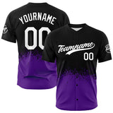 Custom Full Print Design Authentic Baseball Jersey black-purple