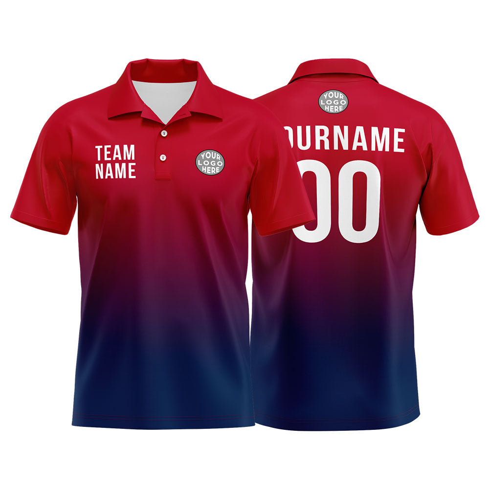 Custom Red Navy Football Polo Shirts Add Your Unique Logo/Name/Number enthsush