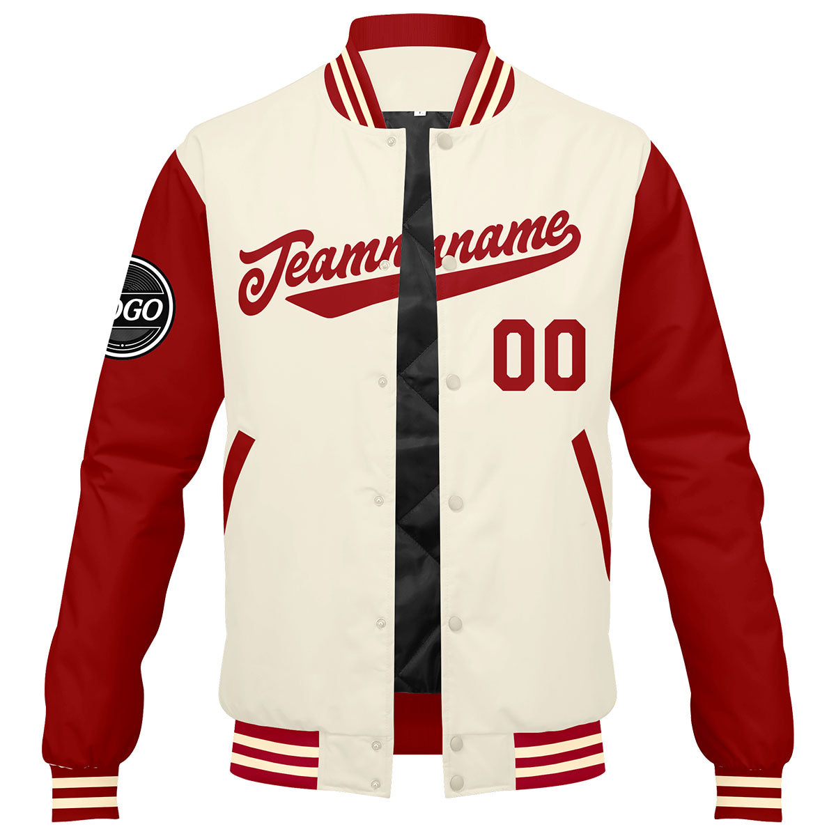 Custom Varsity Jacket Letterman jacket for Men, Women and Youth Red Cream enthsush