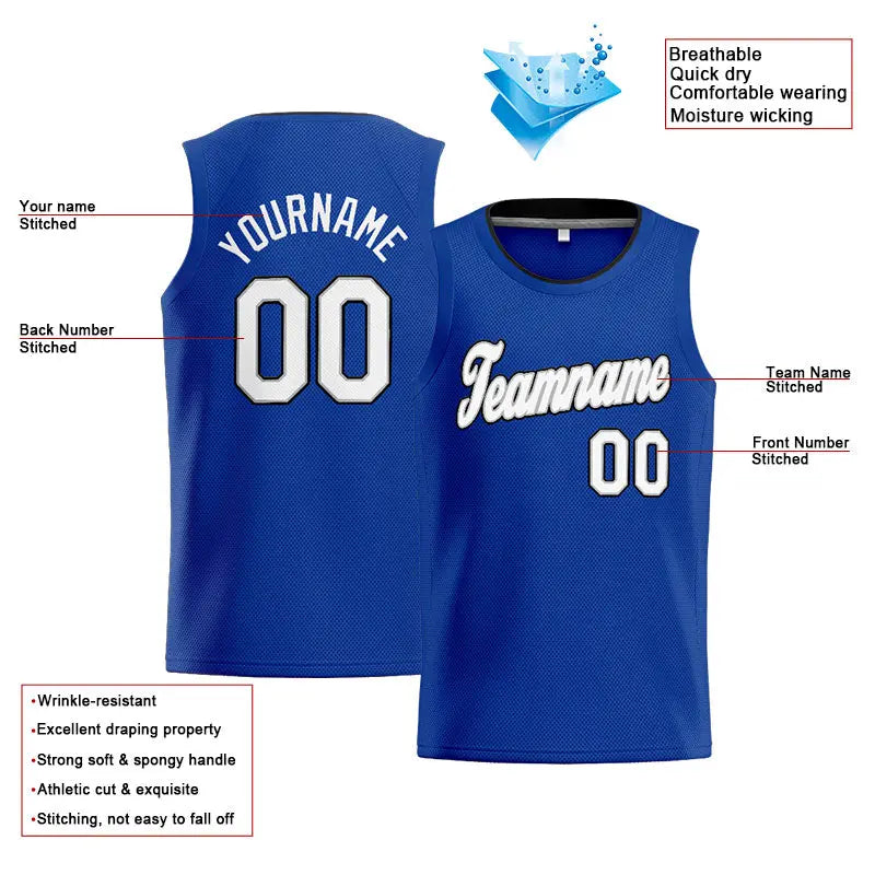 Custom Stitched Basketball Jersey for Men, Women And Kids Royal-White-Gray-Black enthsush
