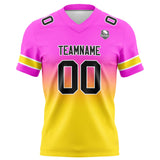 Custom Pink&Yellow Gradient Football Jersey Personalized Football Shirts for Men Women  Printed Team Name Number Logo
