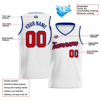 Custom Stitched Basketball Jersey for Men, Women  And Kids White-Red-Royal enthsush