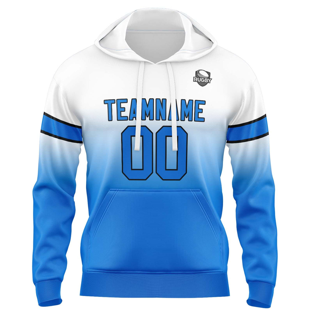 Custom Gradient Hoodie For Man Woman Girl Boy Print Your Logo Name Number White&Blue enthsush