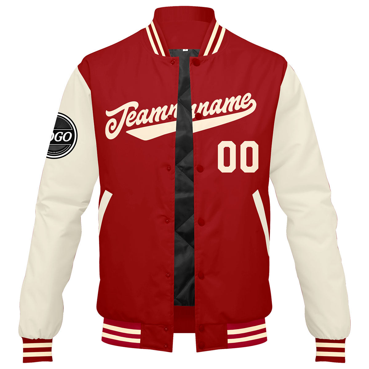 Custom Varsity Jacket Letterman jacket for Men, Women and Youth Red Cream enthsush