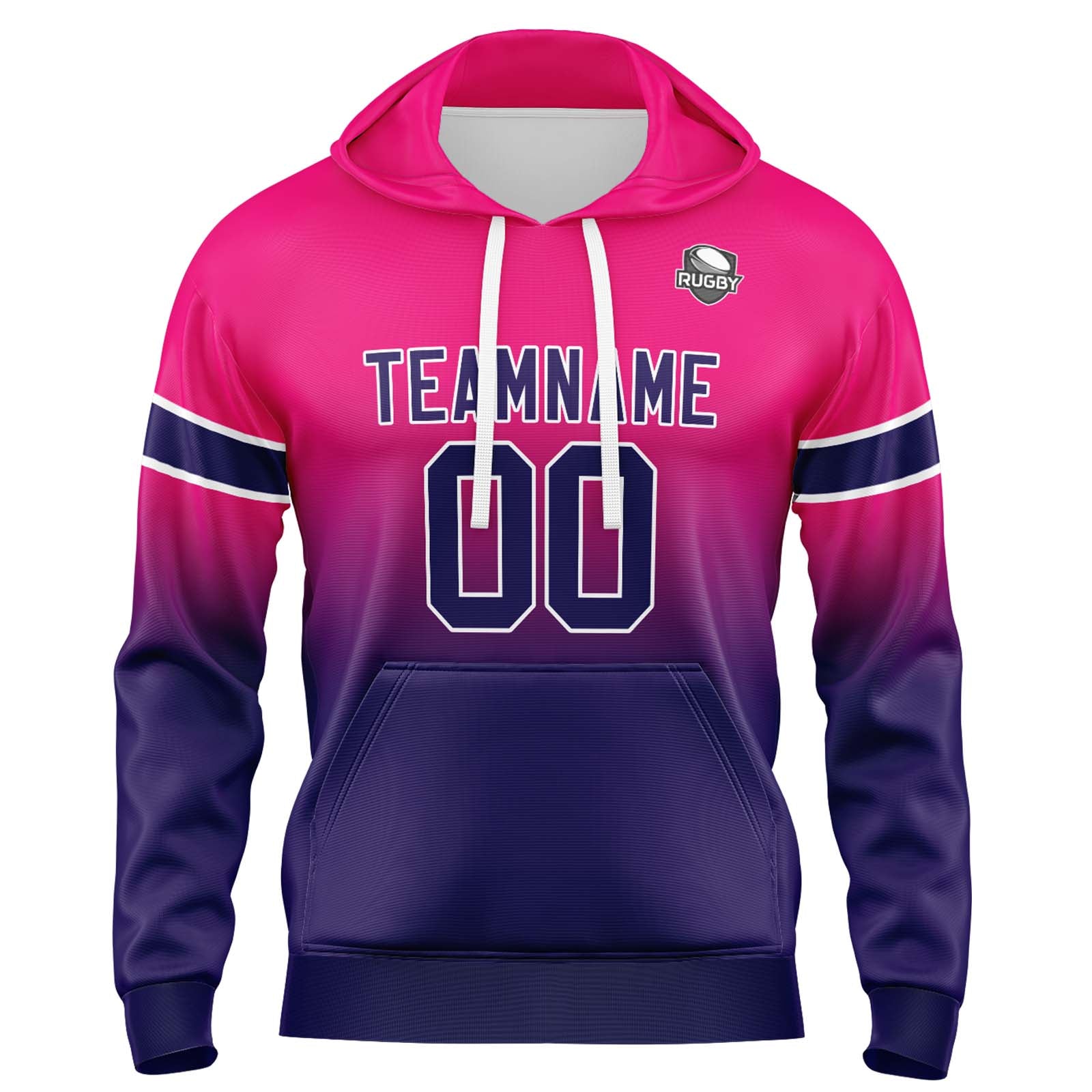 Custom Gradient Hoodie For Man Woman Girl Boy Print Your Logo Name Number Rose&Dark Purple enthsush