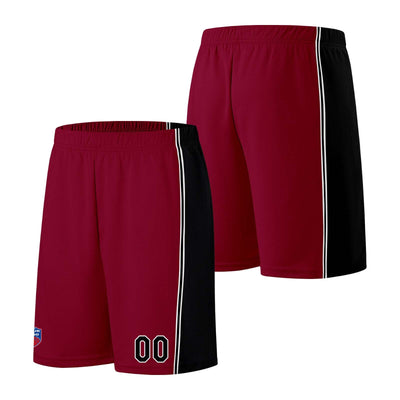 Custom basketball jersey shorts for men and women. Embroidered and printed name, number and logo Burgundy enthsush