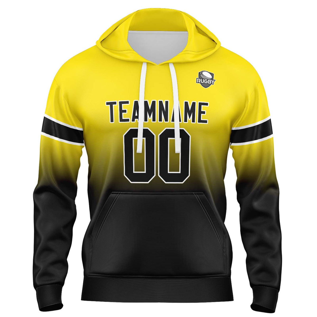 Custom Gradient Hoodie For Man Woman Girl Boy Print Your Logo Name Number Yellow&Black enthsush