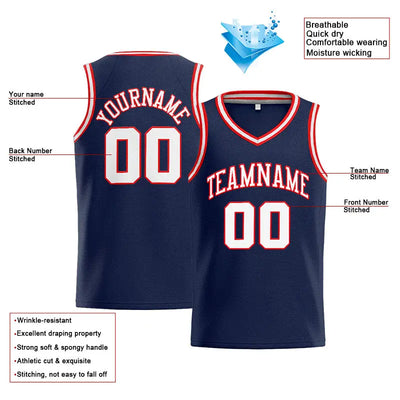 Custom Stitched Basketball Jersey for Men, Women And Kids Navy-White-Red enthsush