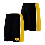 Custom basketball jersey shorts for men and women. Embroidered and printed name, number and logo Black&Yellow