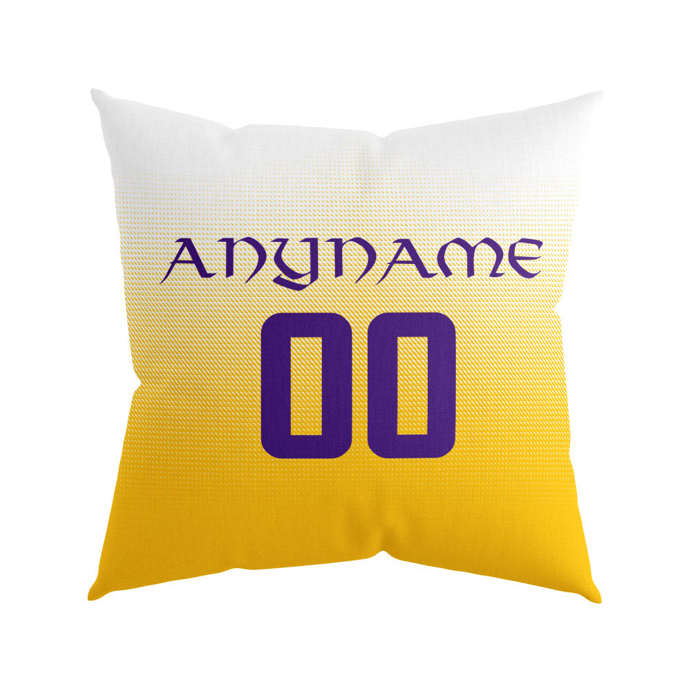 Custom Football Throw Pillow for Men Women Boy Gift Printed Your Personalized Name Number Yellow&Purple&White enthsush