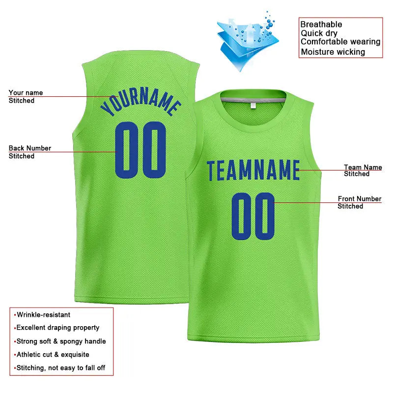 Custom Stitched Basketball Jersey for Men, Women And Kids Neon Green-Royal enthsush