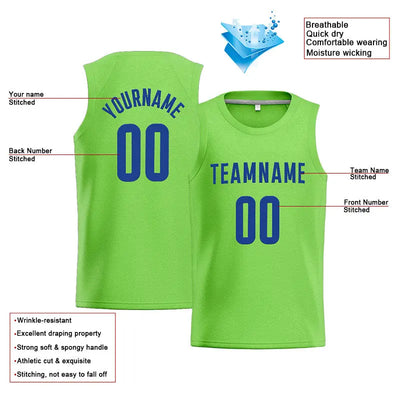 Custom Stitched Basketball Jersey for Men, Women And Kids Neon Green-Royal enthsush