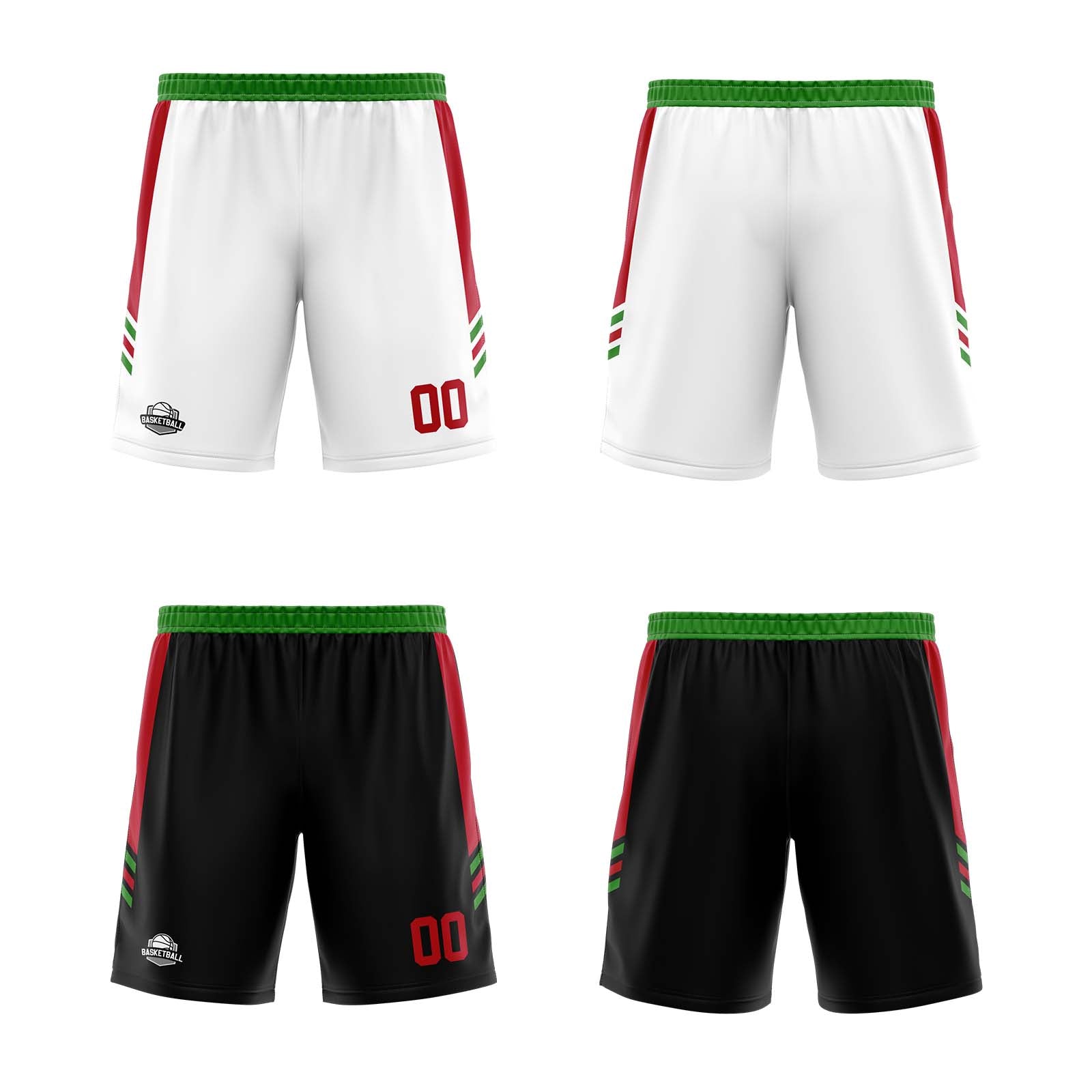 Custom Red Green Reversible Basketball Suit for Adults and Kids Personalized Jersey enthsush