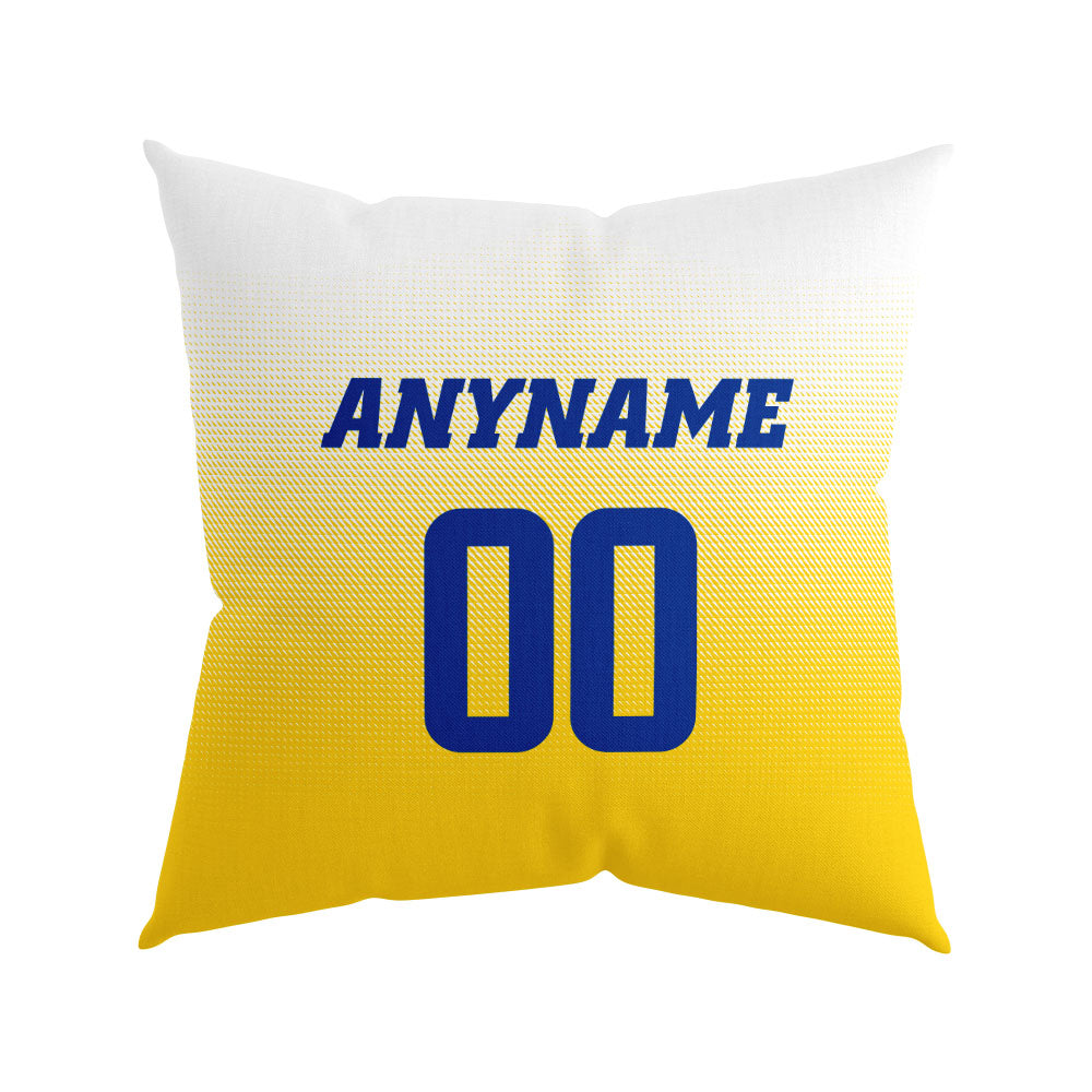 Custom Football Throw Pillow for Men Women Boy Gift Printed Your Personalized Name Number Yellow&Blue&White enthsush