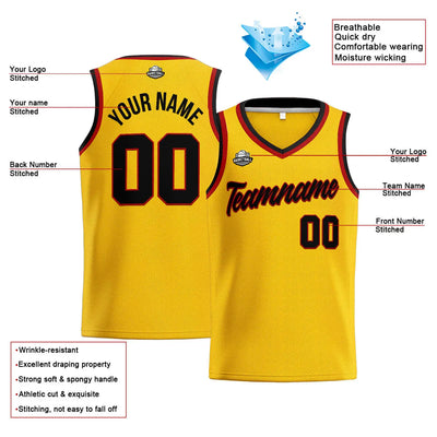 Custom Stitched Basketball Jersey for Men, Women  And Kids Yellow-Black-Red enthsush